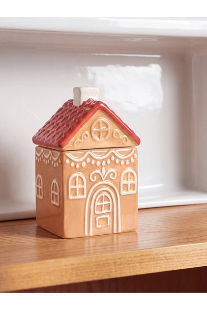 Casă Figurată Recipient de Depozitare din Ceramică în Formă de Casă