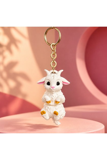 3D Printed Cute Goat Keychain – Filament Decorative Figure Bag and Key Accessory