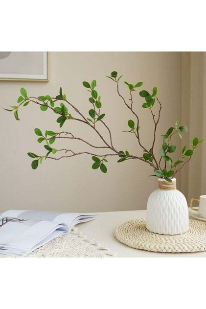 LATIFA Artificial Greenery Stems, 2PCS 43.3" Green Faux Branches for Home Decor Vase