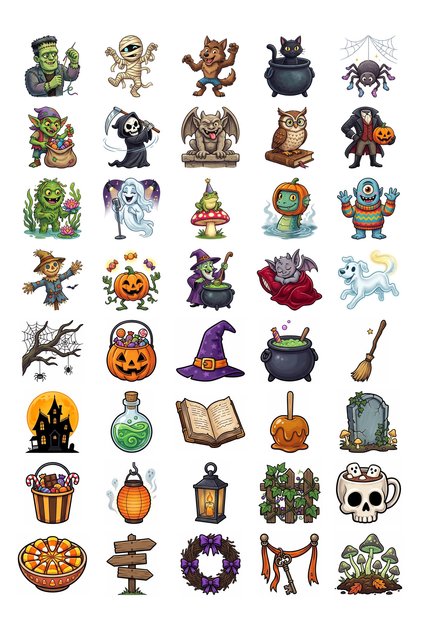 Halloween Funny Character Sticker Set 40 Pieces Agenda Scrapbook Journal Planner Stickers
