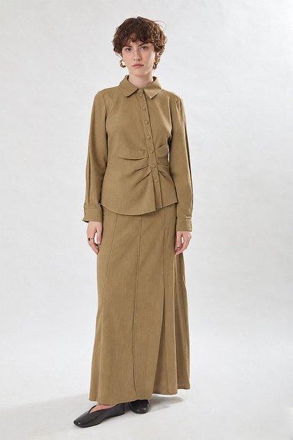 Flamıed Linen Shirt Khaki