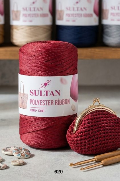1 Adet Sultan Polyester Ribbon 200 Gram 120 Metre Çanta Supla Sepet Aksesuar Örgü İpi-Renk: 620
