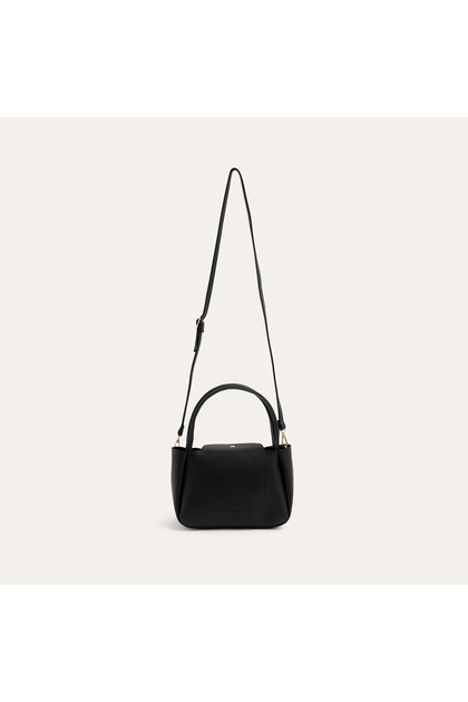 Women's Black Leather Look Shoulder Bag