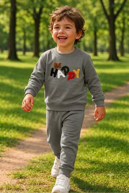 Boys' Winter Tracksuit Set Sweatshirt Bottoms Cotton Three-Thread Ribbed 3-4-5-6-7 Years Old (Please Choose One Size Larger)