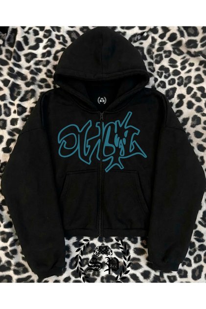 Zip-Up Harajuka Trend Printed Zippered Sweatshirt Vintage Hoodie