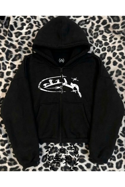 Zip-Up Harajuka Trend Printed Zippered Sweatshirt Vintage Hoodie