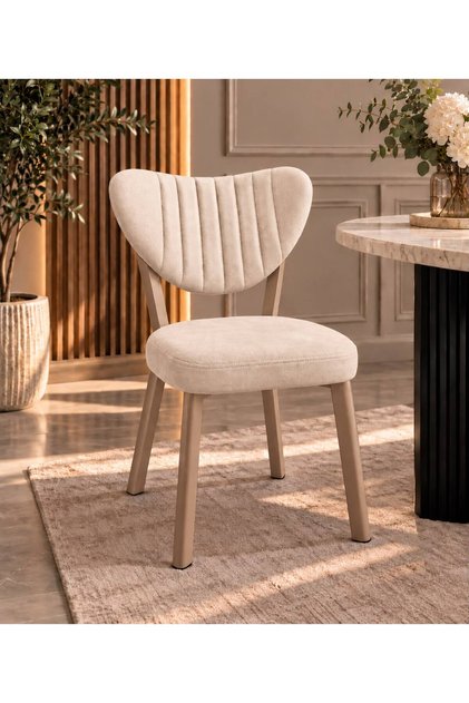ELMA SANDALYE Krem-Cappuccino Modern Mutfak Sandalye