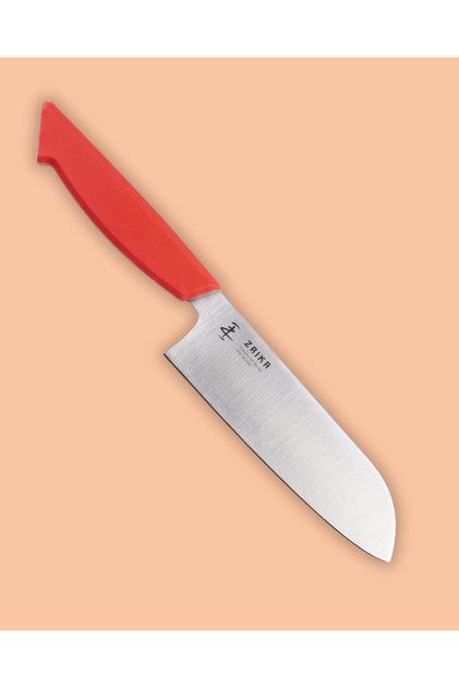 17 cm Santoku Mutfak Bıçağı - 4116 Paslanmaz Çelik 56 HRC - Ergonomik Plastik Saplı Şef Bıçağı (Kişiye Özel İsim Yazılı)- Turuncu Sap Rengi