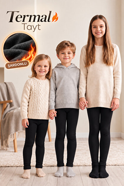 Baby and Children's Winter Thermal Leggings with Inner Lining, Warm and Flexible Leggings