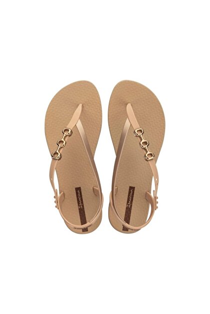 Șlapi de damă Sandal Class, bej cu auriu.