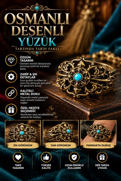 Authentic Motif Ring – Authentic Design with Turquoise Stone Detail