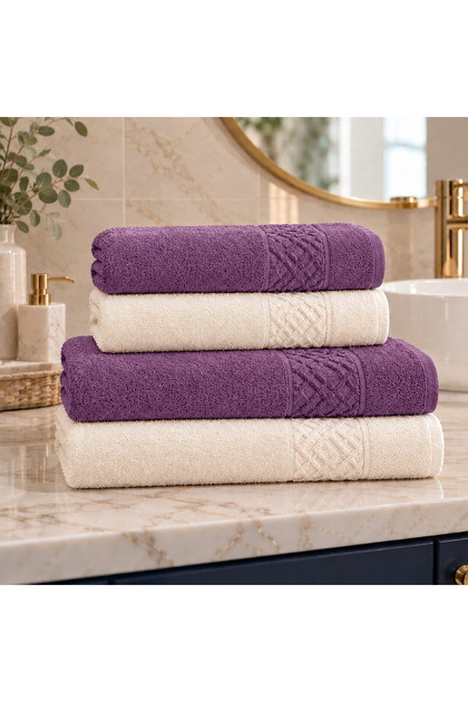 4-Piece Bath Set 50X90 and 70X140 Cotton Jacquard