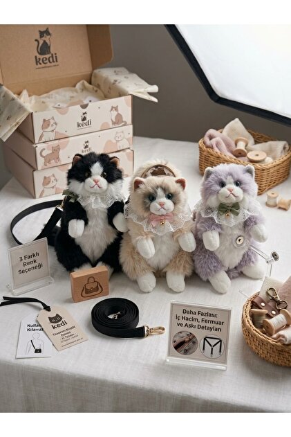 Plush Cat Bag with Sound, Musical Cat Bag, Plush Cat Bag with Meowing Sound, Meowing Backpack and Shoulder Bag, Cat Bag with Adjustable Strap