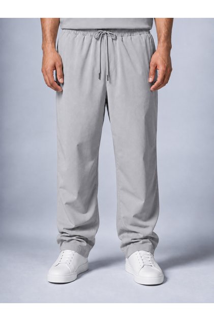 Men's Gray Parachute Fabric Pants Ultra Light Baggy Oversize Loose Fit