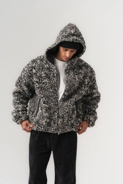 Fleece Fuzzy Patterned Zippered Plush Coat