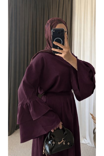 Volan Sleeve Skirted Tunic - 0075 - Plum