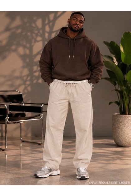 Men's Classic Baggy Trousers Beige