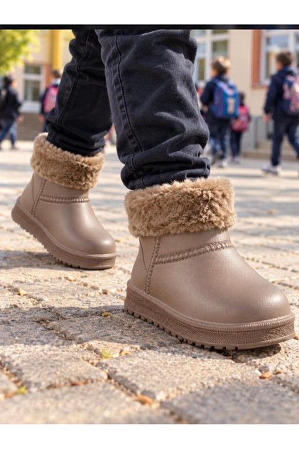 Girls' and Boys' Unisex Wool Rain Boots with Fur Inside