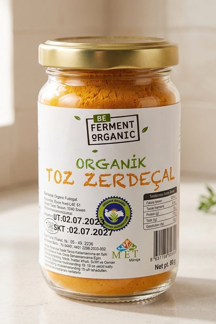Organik Toz Zerdeçal 80 g | Katkısız, Koruyucusuz Doğal Cam Kavanoz, Baharat