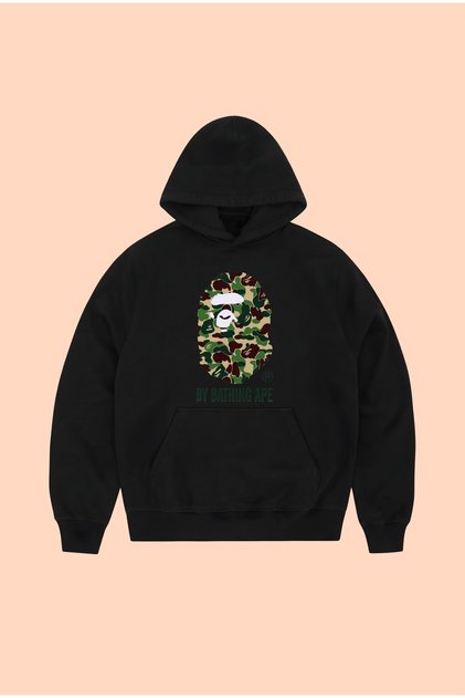 Bape Camouflage Printed Unisex Oversize Black Cotton Hooded Printed Sweatshirt Hoodie