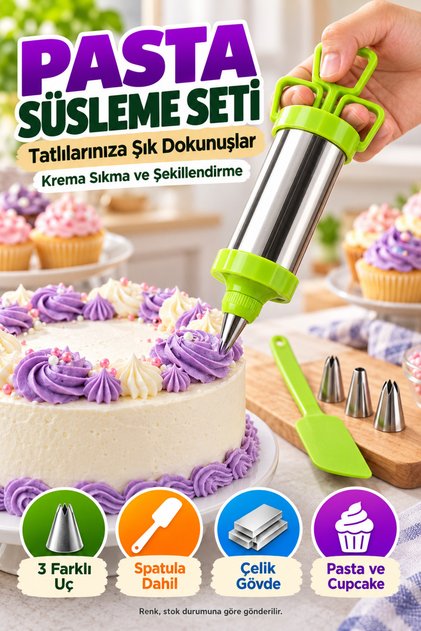 Cake Decorating Set Cream Syringe Steel Body Three-Pronged Spatula Cake Cupcake Decorating Kitchen Tool