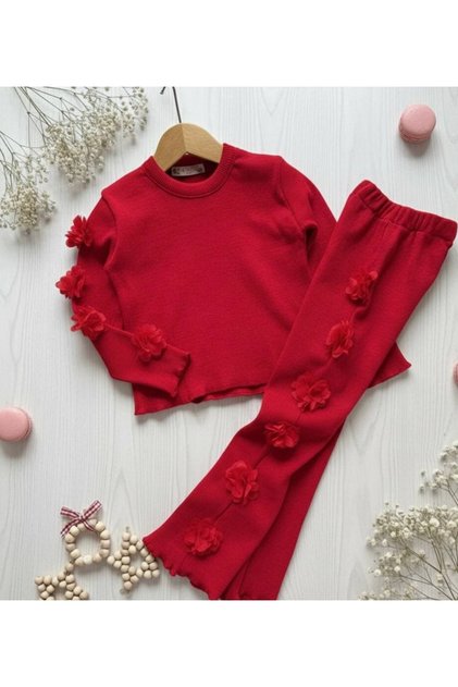 Girls' Fall Cotton Camisole Flowered Blouse Pants Set 3-8 Years