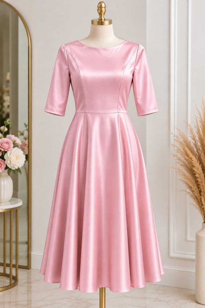 Rochie eleganta din tafta, croi amplu, Roz, marimea XS