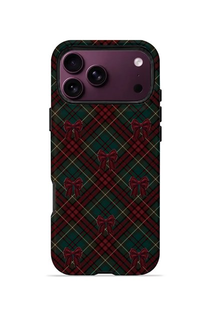 iPhone 18 Pro Vorian Double Layer Bowknot Dark Plaid Case