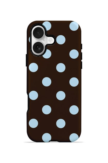 iPhone 17 Vorian Double Layer Coffee Blue Polka Dot Case