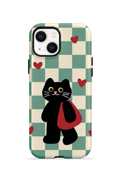 iPhone 14 Plus Vorian Double Layer Checkered Cat Case