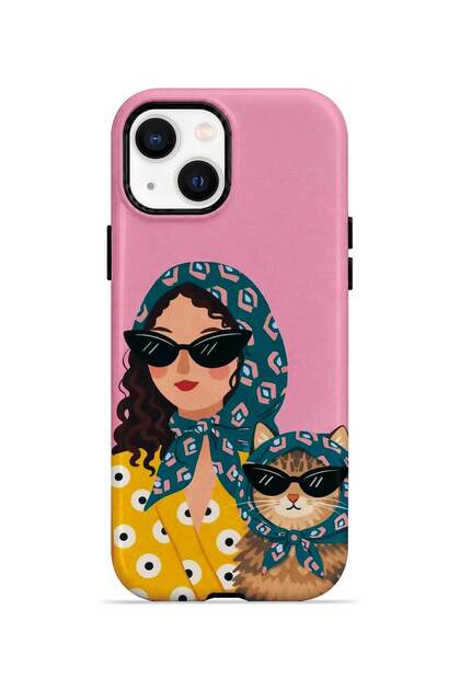 iPhone 14 Plus Vorian Double Layer Bohemian Cat Case