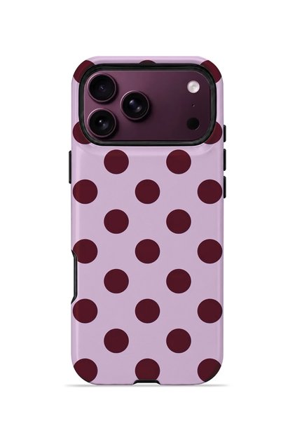 iPhone 18 Pro Max Vorian Double Layer Lilac Burgundy Polka Dot Case