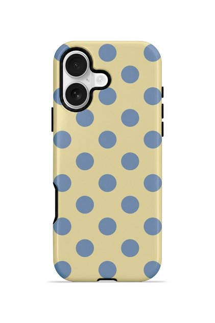iPhone 17 Vorian Double Layer Cream Blue Polka Dot Case