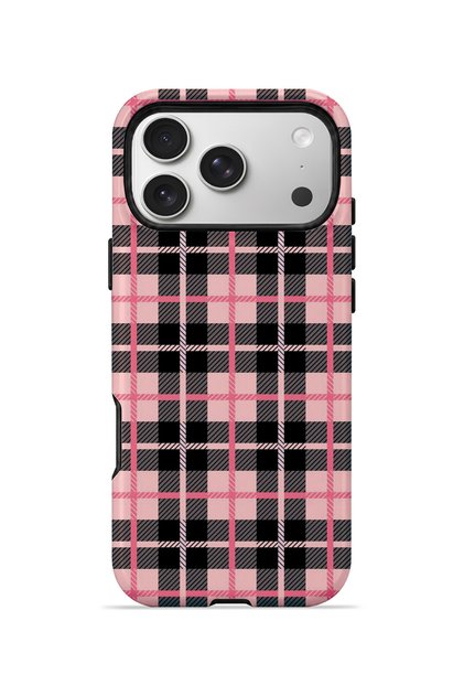 iPhone 17 Pro Max Vorian Double Layer Pink Black Plaid Case