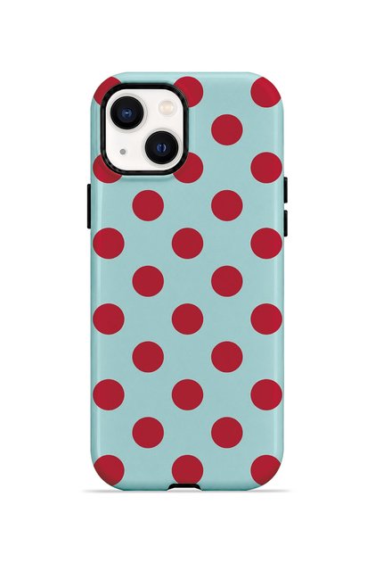 iPhone 13 Vorian Double Layer Mint Red Polka Dot Case