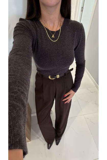 Fellis Brown Crew Neck Cashmere Knitwear