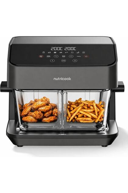 Healthi Flex Glass Air Fryer 7.6 Litre Capacity Black