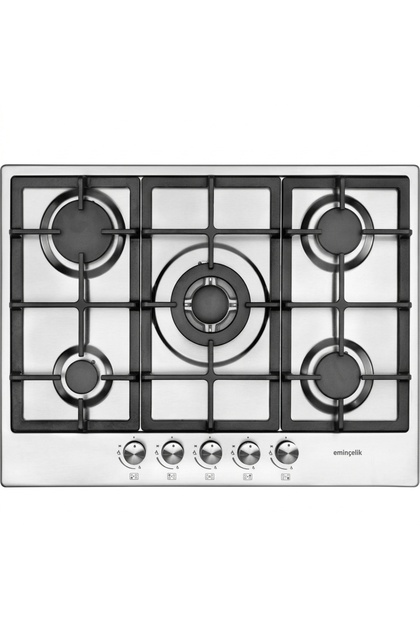 ( LPG ) TÜP BAĞLANTILI EC-AH 2250 BW X70 DNG (22380D) 70 cm. INOX 5 GÖZ ANKASTRE OCAK DÖKÜM IZGARALI