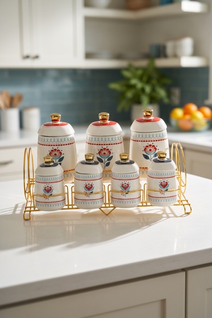 Rosaria 7-Piece Spice Rack Set with Stand