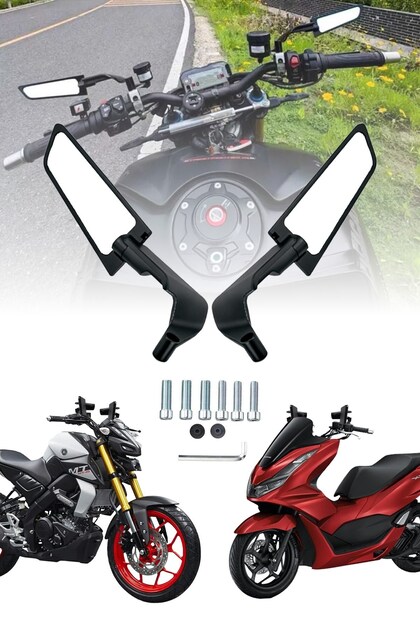 Katlanabilir H2 Mini Motosiklet Aynası | Döküm Kasa Siyah