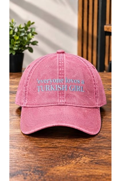Everyone Loves a Turkish Girl Embroidered Washed Cap / Cat Embroidered Washed Cap
