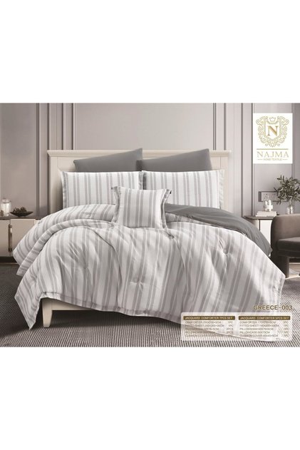 Summer Quilt Set Hotel Striped - 5 Pieces - Filled with Hard and Soft Fiber (170X230)Cm
