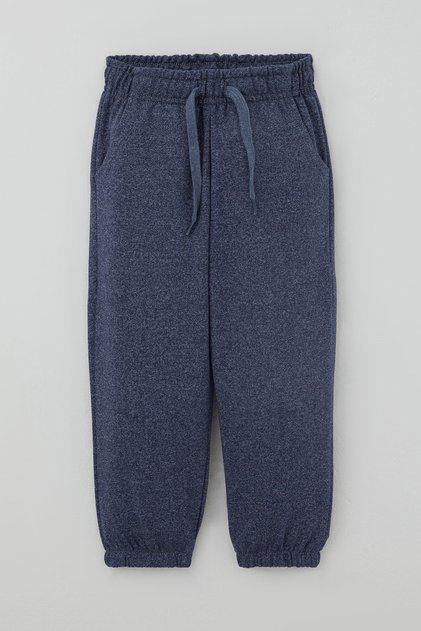 Boy's Sweatpants with Lace Accessories, Elastic Waist and Cuffs, 1-4 Years Old, Navy Blue Melange