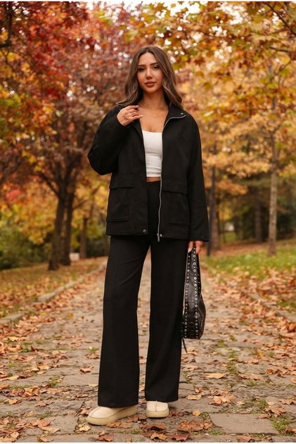Women's Soft Textured Suede Jacket and Pants Set