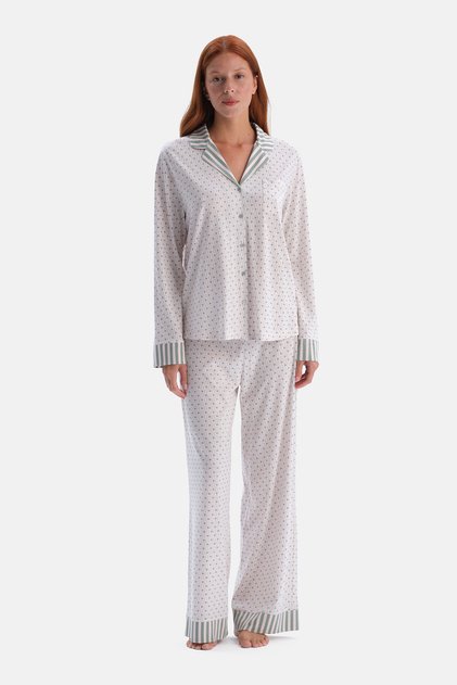 Pink Geometric Patterned Shirt and Trousers Set