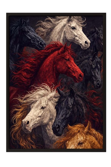 Koşan Atlar Poster – Siyah Çerçeveli Tablo NO:160107