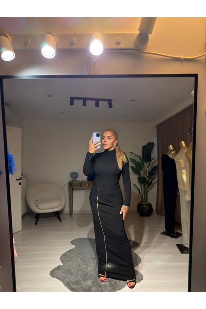 Siyah Verna Elbise