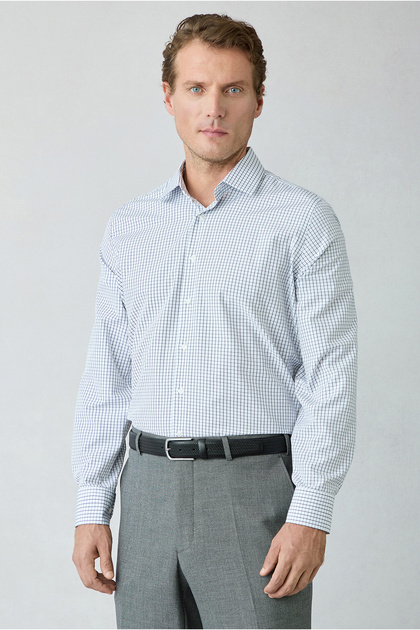Long Sleeve Regular Fit Plaid Cotton Easy-Iron Classic Shirt