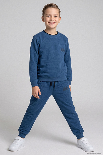 Text Printed Three Thread Boys' Tracksuit Set - 26K 308