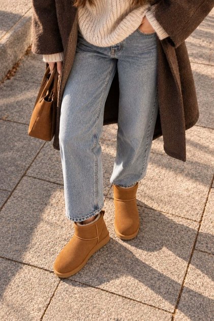 9002 Women's Premium Suede Fur Lined Winter Boots Brown